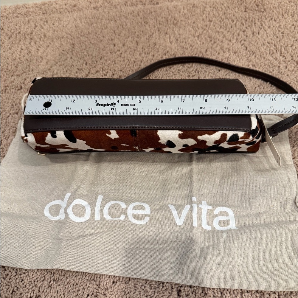 NWT new Anthropologie dolce vita Savaii Shoulder Bag brown Calf Hair Cow Print - Picture 13 of 16